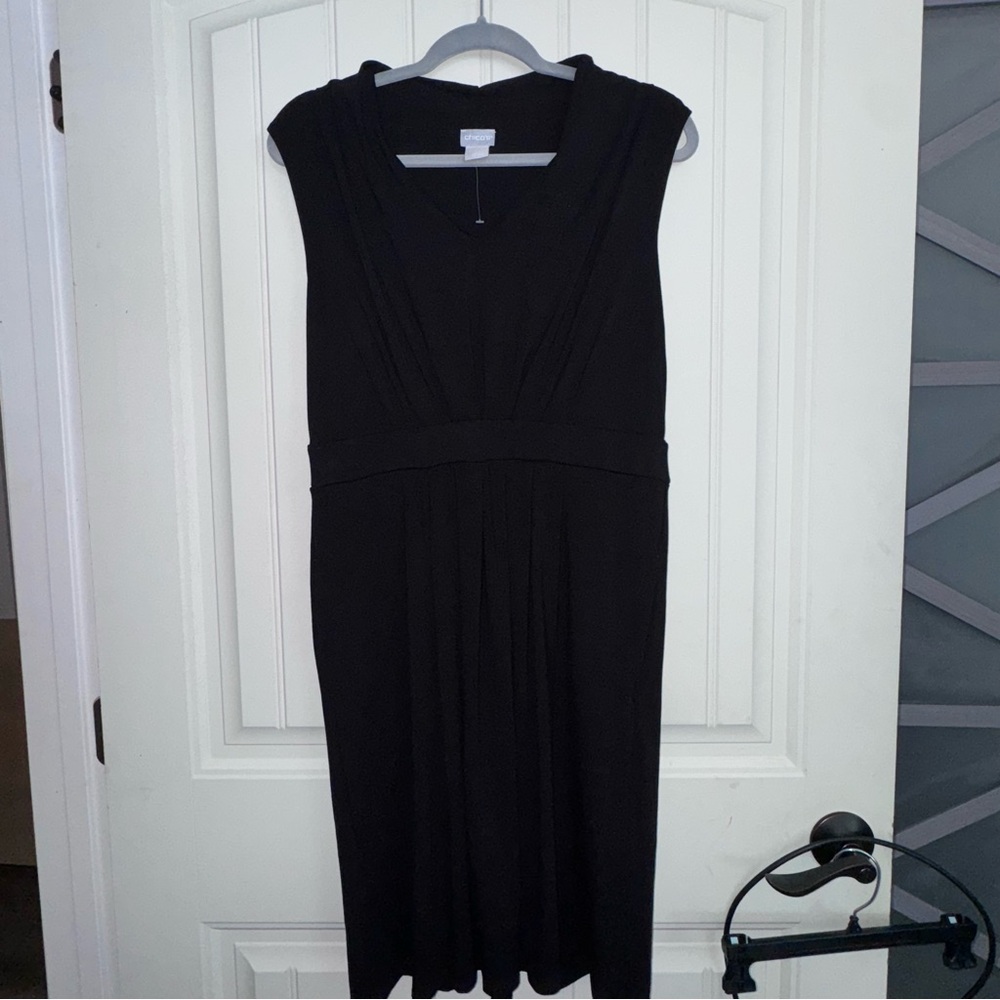 Chico's Black Sleeveless V-Neck Midi Dress NWOT